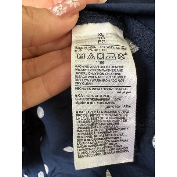 Old Navy 100% Cotton Polka Dot Waist Defined Puff-Sleeve Tie-Wrap Blouse XL - Picture 7 of 7